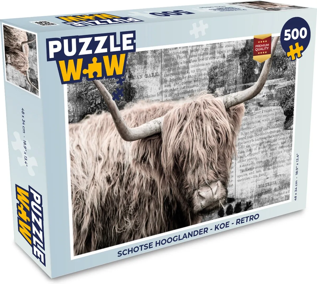 PuzzleWow Schotse Hooglander Legpuzzel 500 Stuks
