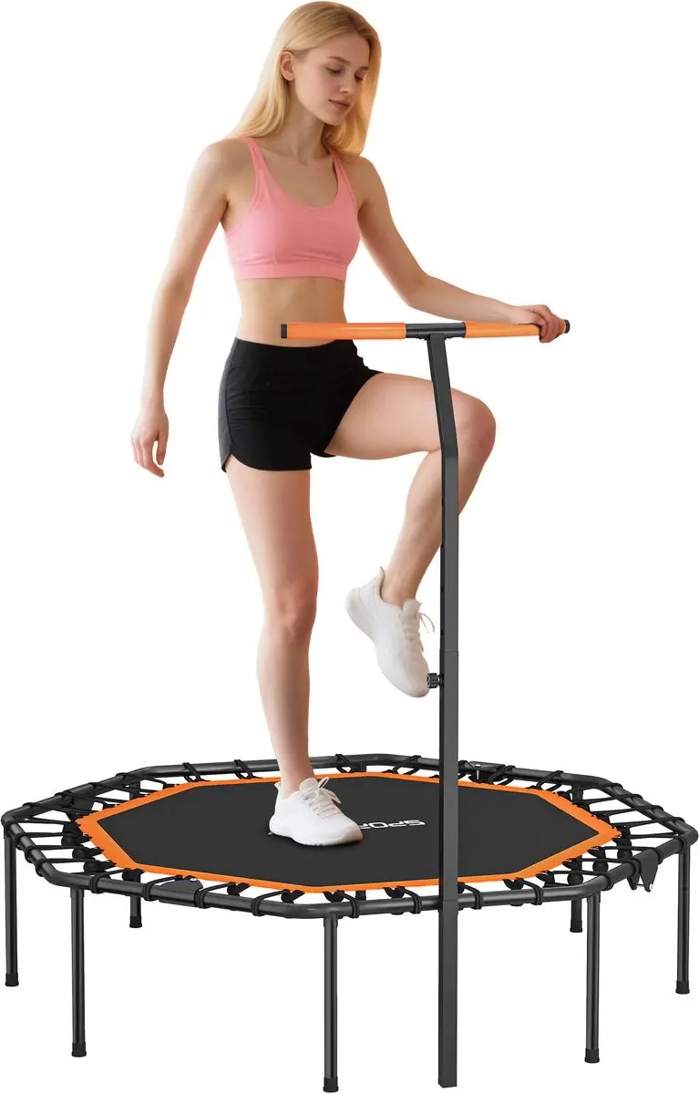 SPORTNOW Fitness Trampoline Staal, Kunststof 128L x 120B x 98-126H cm Zwart+Oran