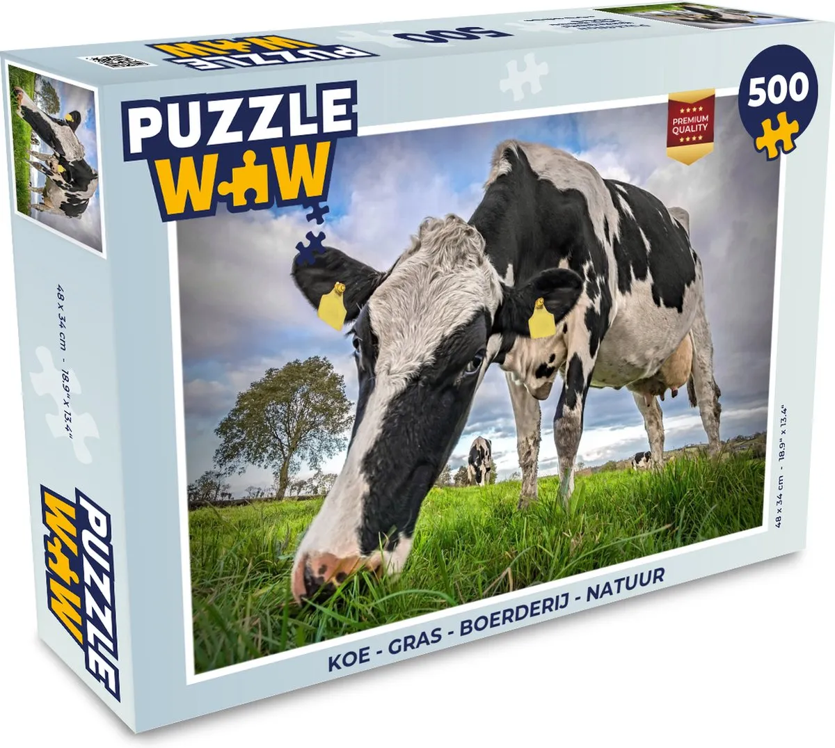 PuzzleWow Koe op Gras Boerderij Legpuzzel 500 Stuks