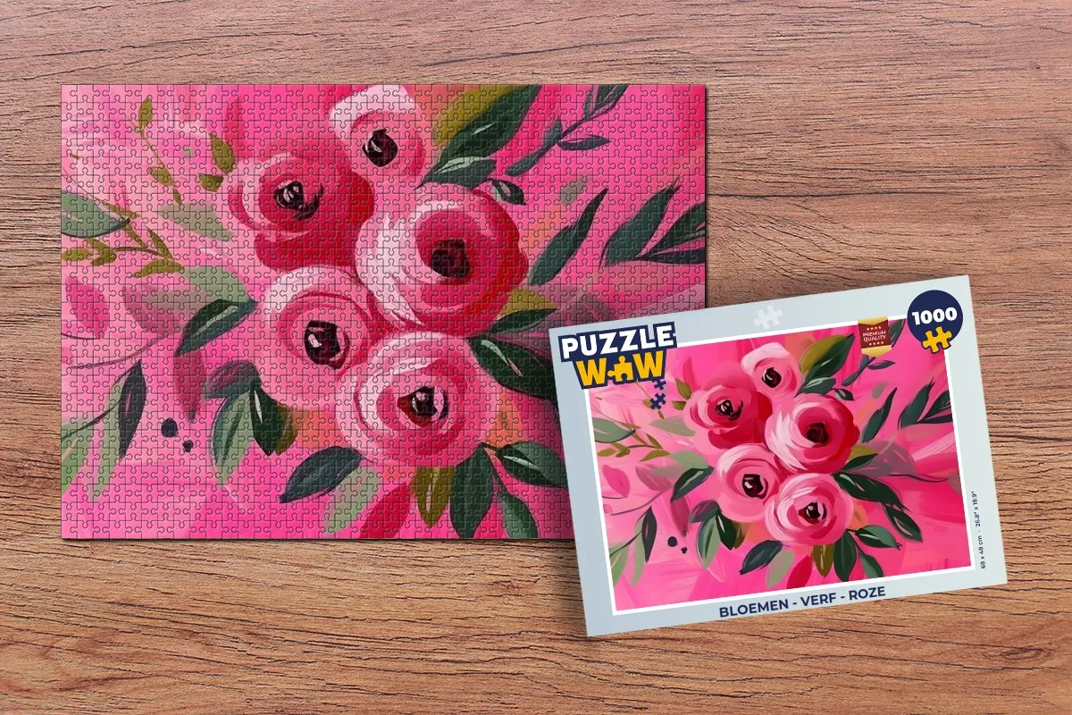 PuzzleWow Legpuzzel Bloemen Roze 1000 Stuks