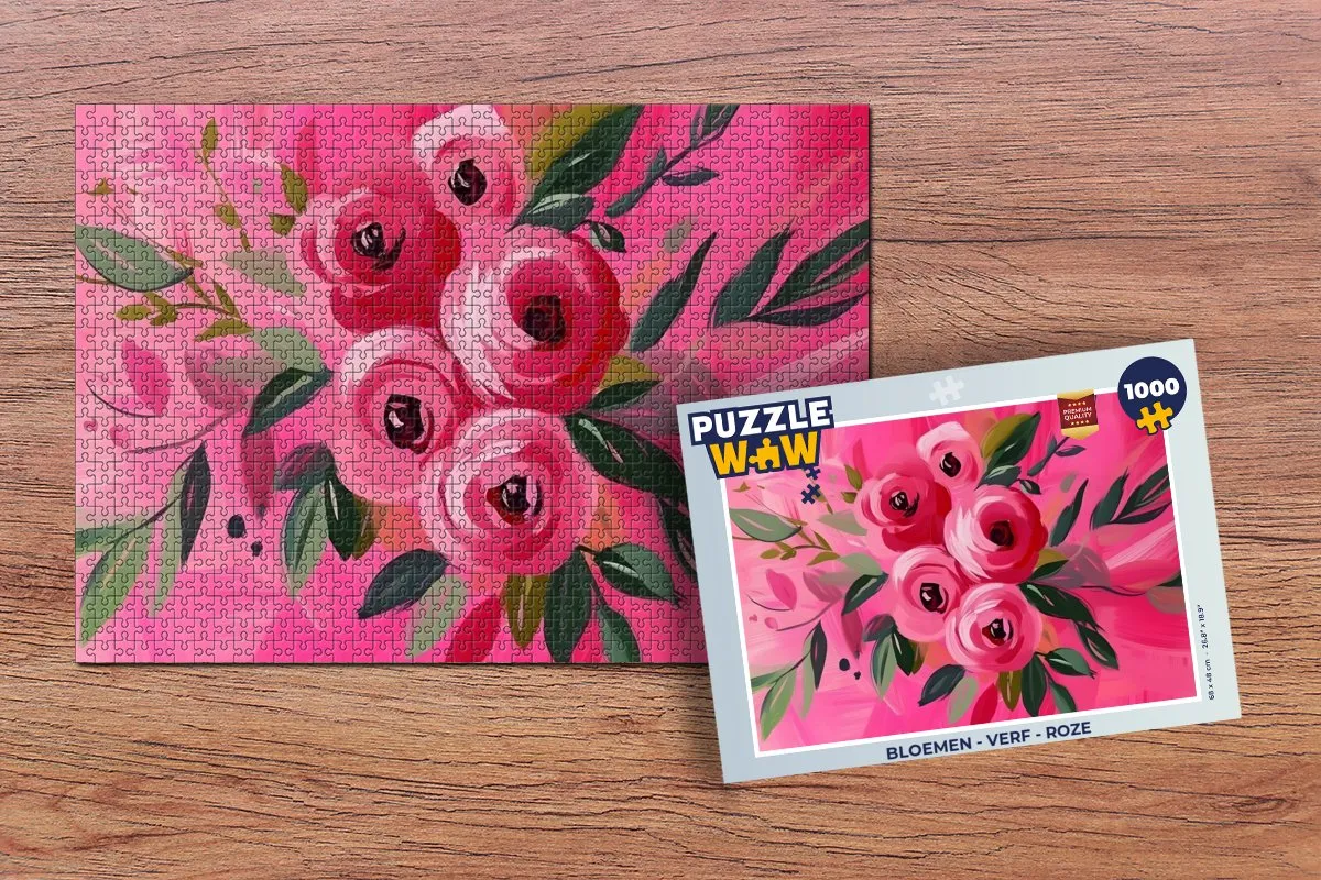 PuzzleWow Legpuzzel Bloemen Roze 1000 Stuks