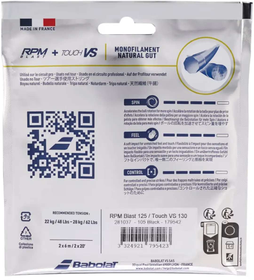 Babolat RPM Blast 1.25 + VS Touch 1.30 Set Tennissnaar Default