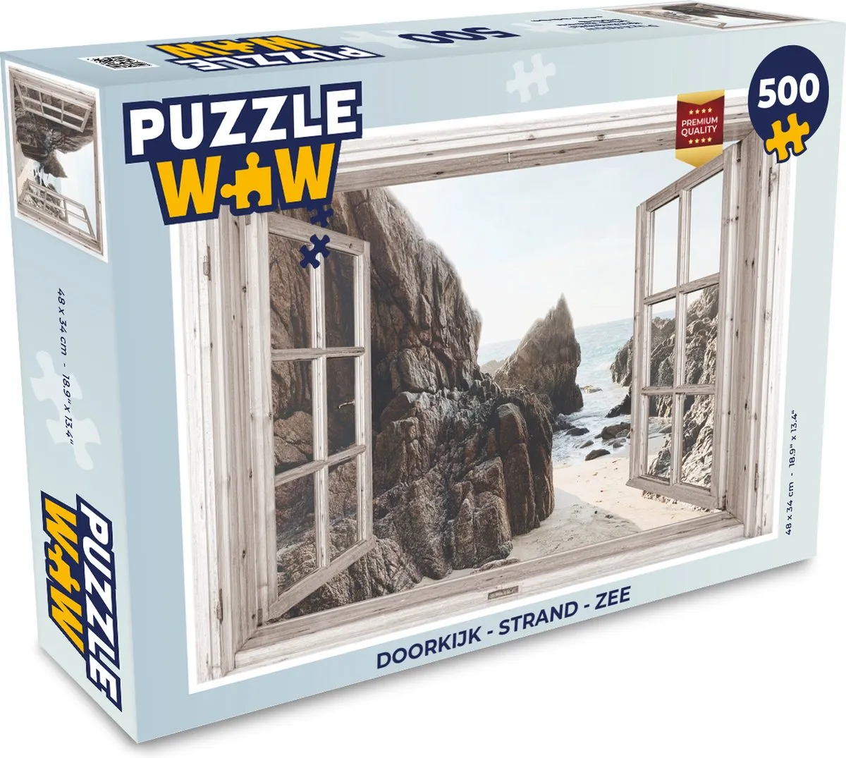 PuzzleWow Doorkijk Strand Zee Legpuzzel 500 Stuks - Multicolor