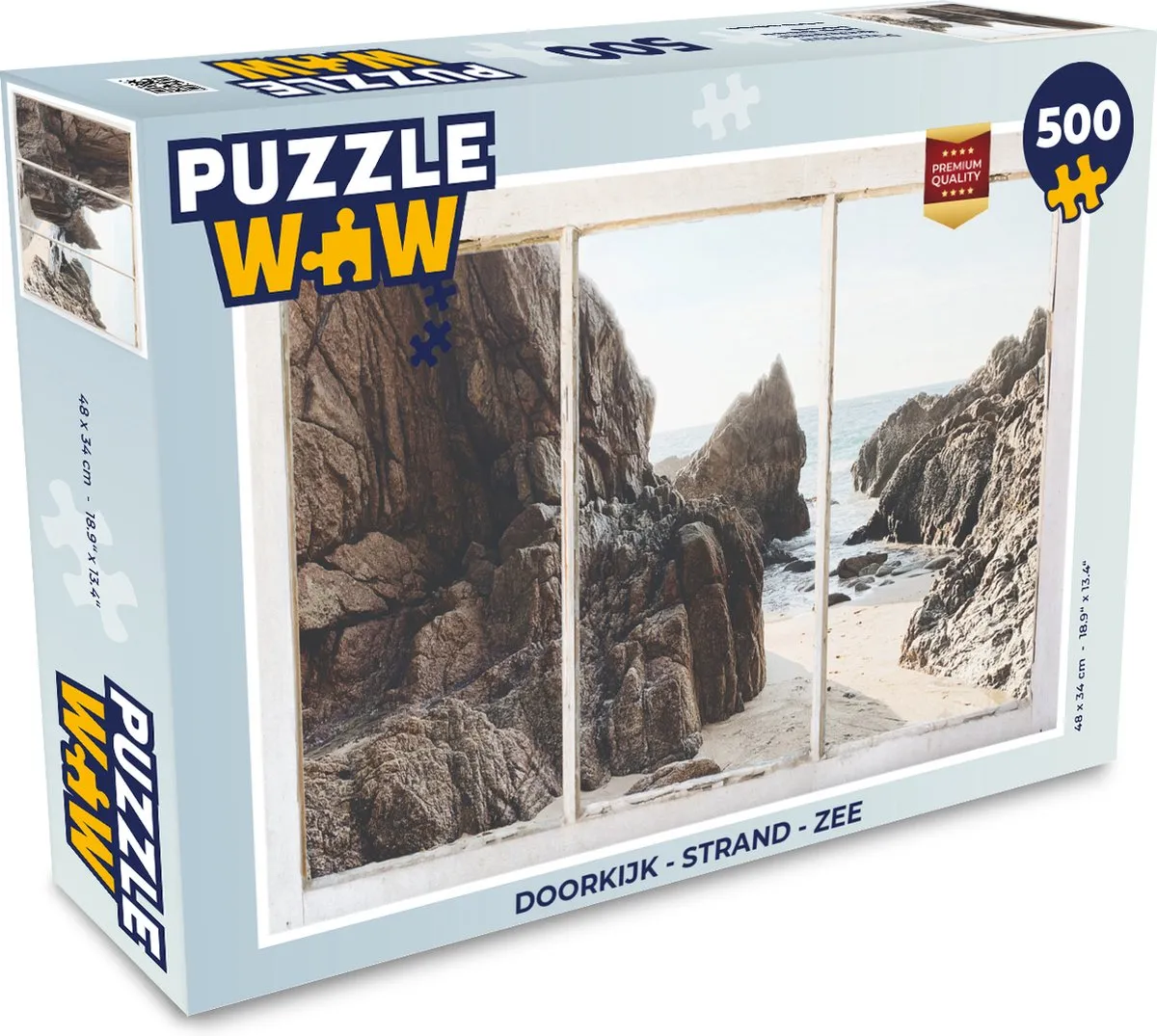 PuzzleWow Doorkijk Strand Zee Legpuzzel 500 Stuks - Multicolor