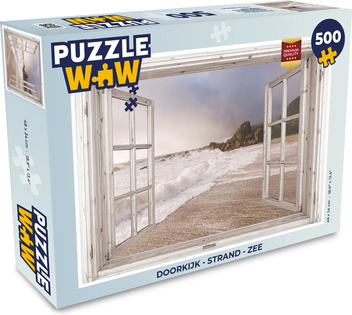 PuzzleWow Doorkijk Strand Zee Legpuzzel 500 Stuks - Multicolor