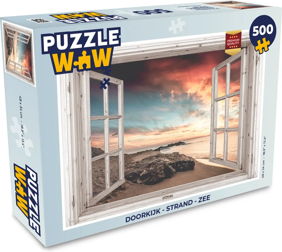 PuzzleWow Doorkijk Strand Zee Legpuzzel 500 Stuks - Multicolor
