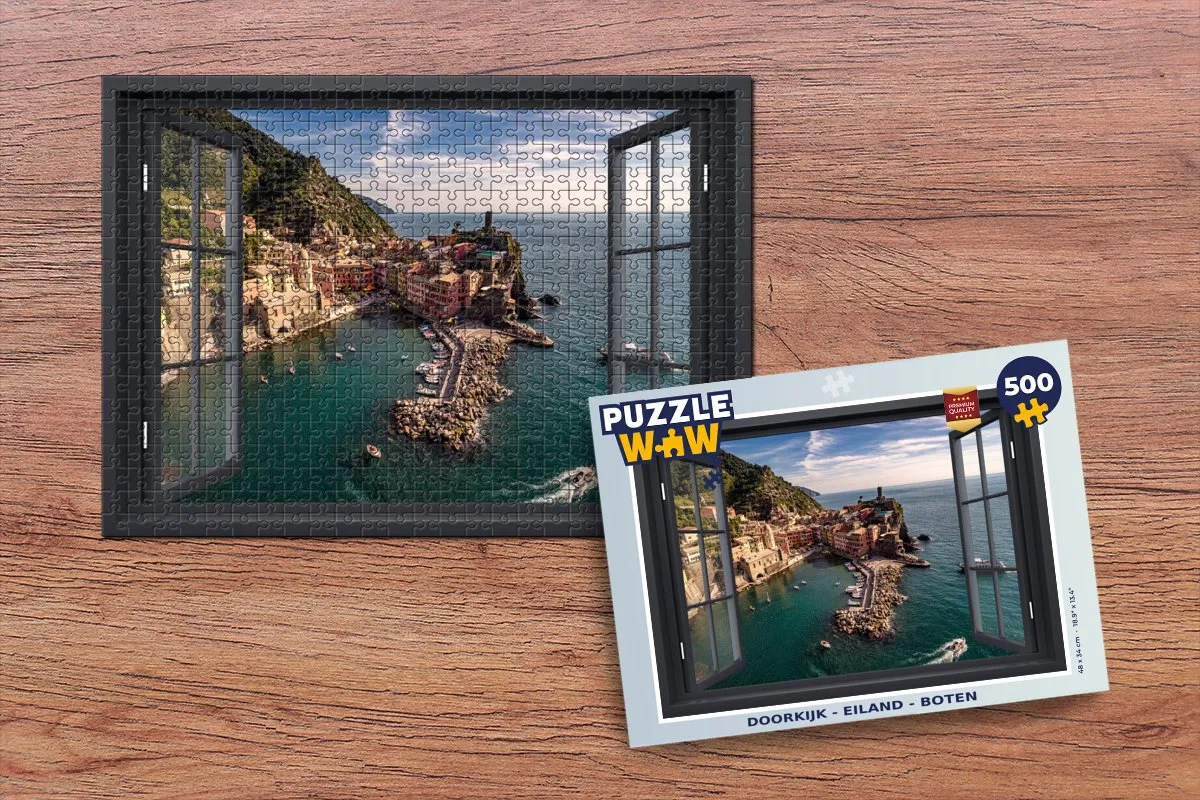 PuzzleWow Doorkijk Eiland Boot Legpuzzel 500 Stuks - Multicolor