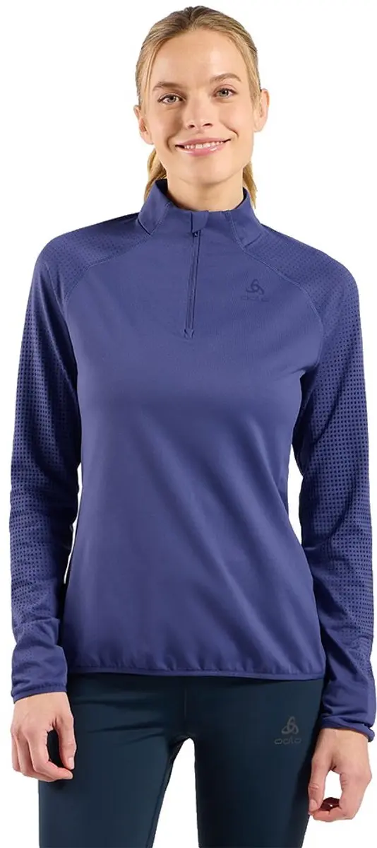 Odlo Zeroweight Warm Sweatshirt Met Halve Rits Blauw M Vrouw