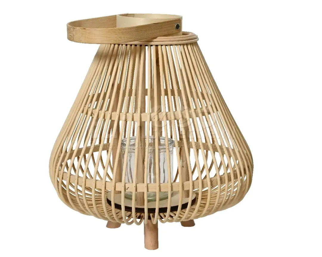 Decoris Bamboe Lantaarn - Ø29 x 31cm - afbeelding 2 van 2
