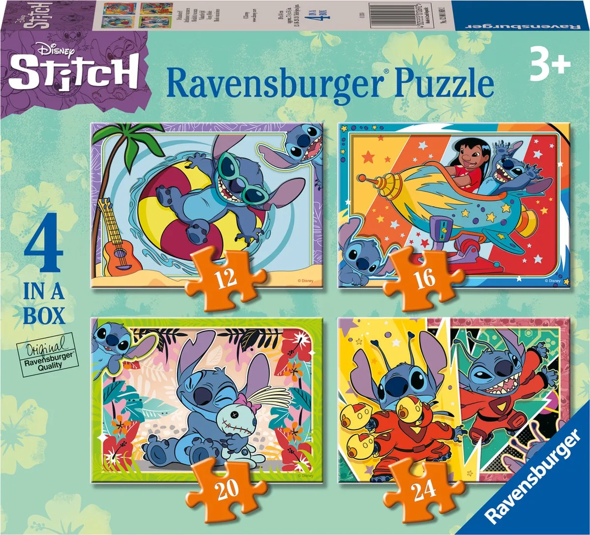 Ravensburger Disney Stitch 4in1box Puzzels - 72 Stuks - Multicolour