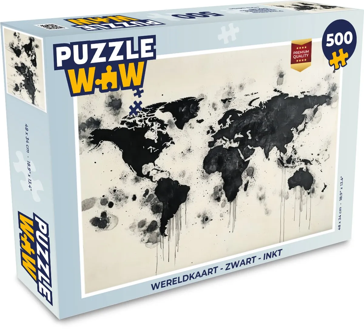 PuzzleWow Wereldkaart Legpuzzel 500 Stuks