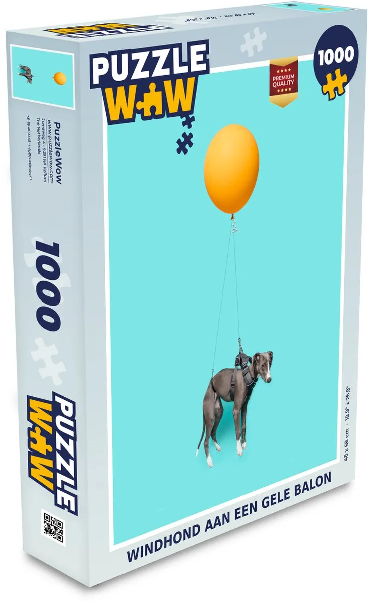 PuzzleWow Windhond aan gele ballon Legpuzzel 1000 Stuks