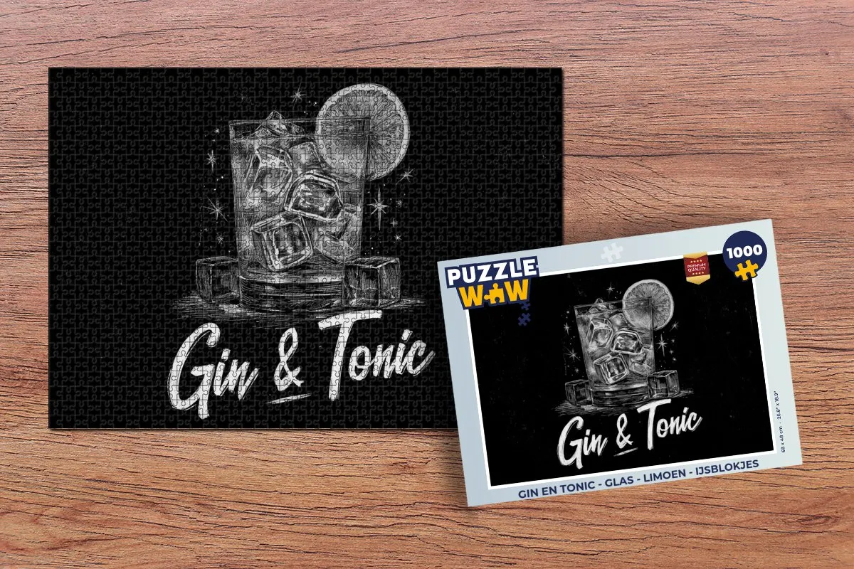 PuzzleWow Gin & Tonic Legpuzzel 1000 Stuks - Limoen/IJsblokjes