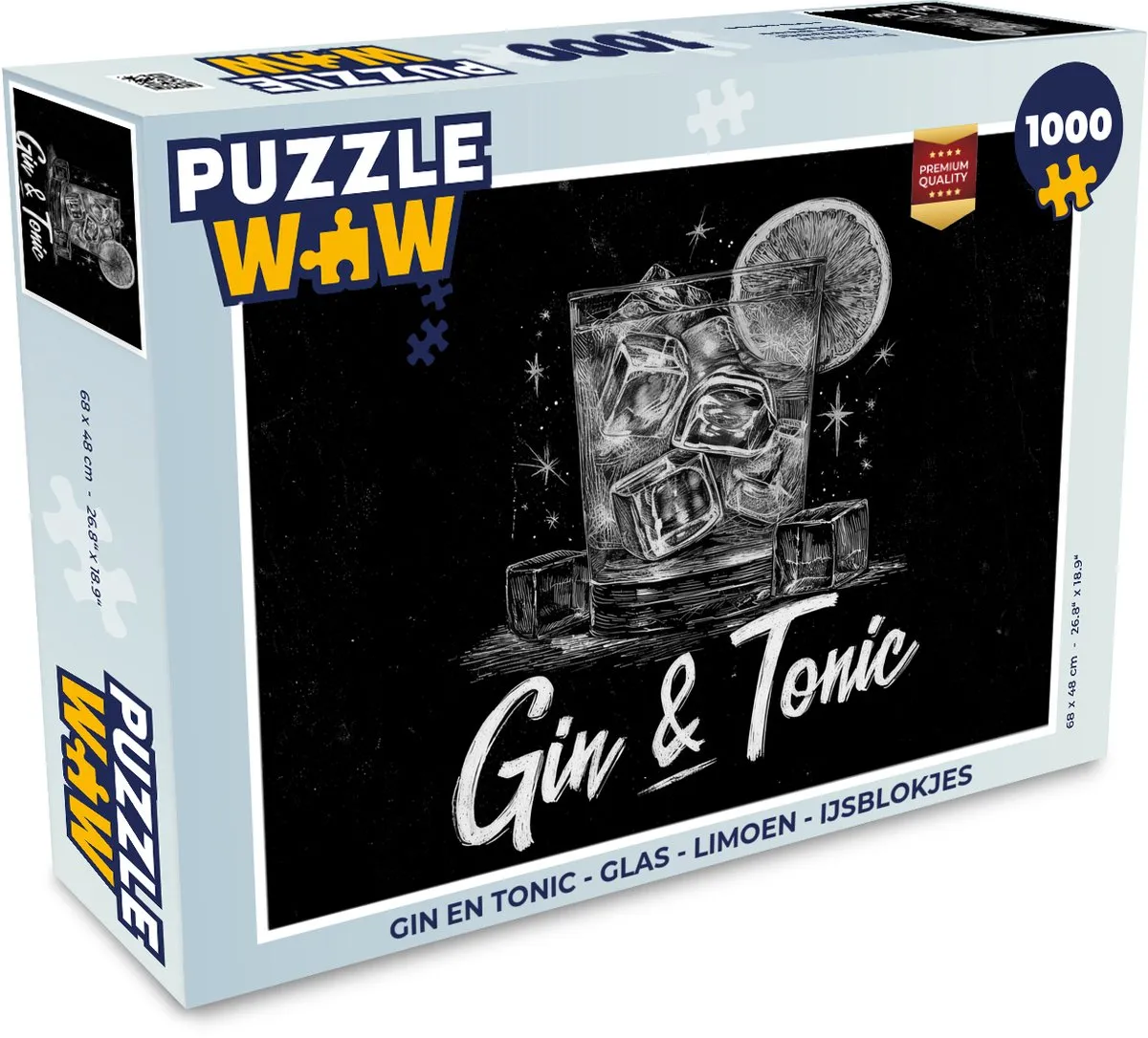 PuzzleWow Gin & Tonic Legpuzzel 1000 Stuks - Limoen/IJsblokjes