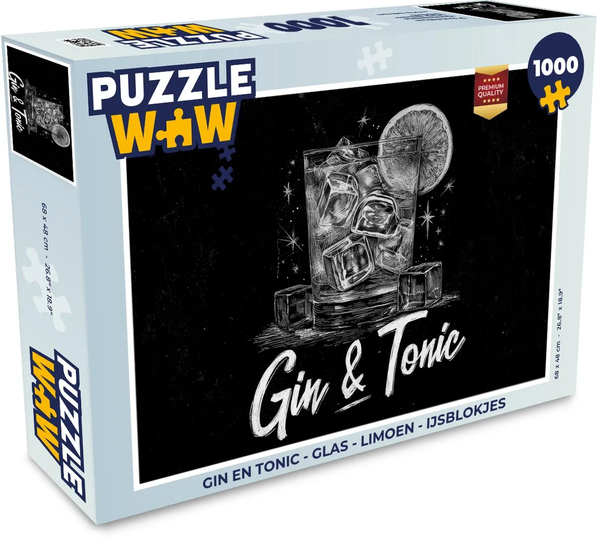 PuzzleWow Gin & Tonic Legpuzzel 1000 Stuks - Limoen/IJsblokjes