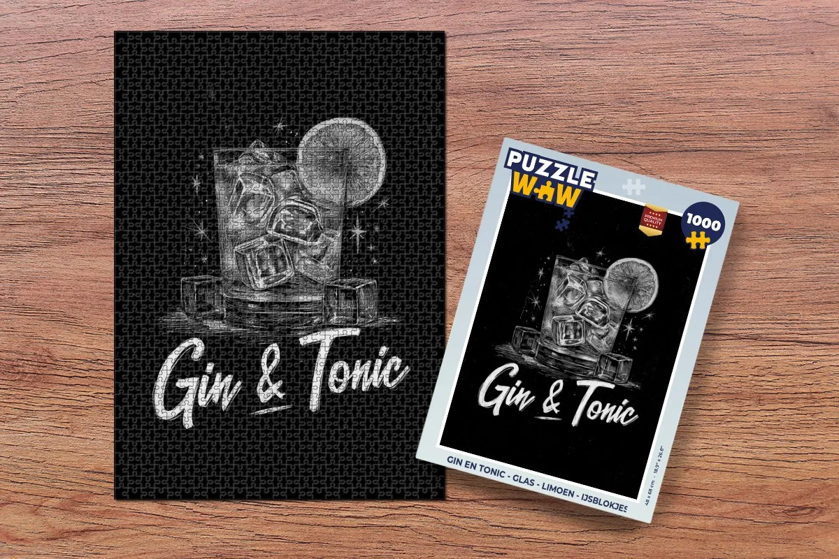PuzzleWow Gin & Tonic Legpuzzel 1000 Stuks - Limoen/IJsblokjes