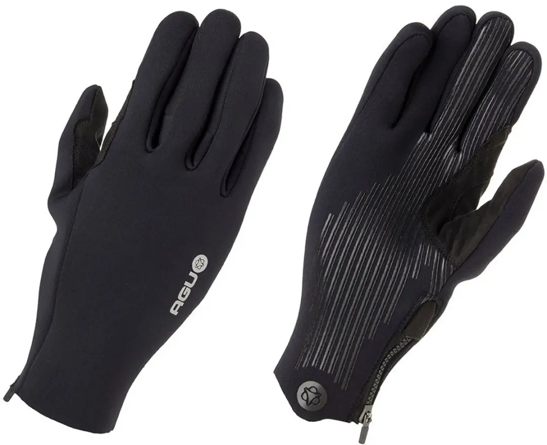 AGU Neopreen Handschoenen - Winterhandschoenen - Fietsen in winter - Waterbestendig - Rits - 2mm Superstretch - Amara palm - Gripvaste siliconen - Zwart - Unisex - XL
