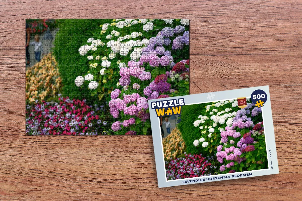 PuzzleWow Levendige Hortensia Bloemen Legpuzzel 500 Stuks - Multicolor