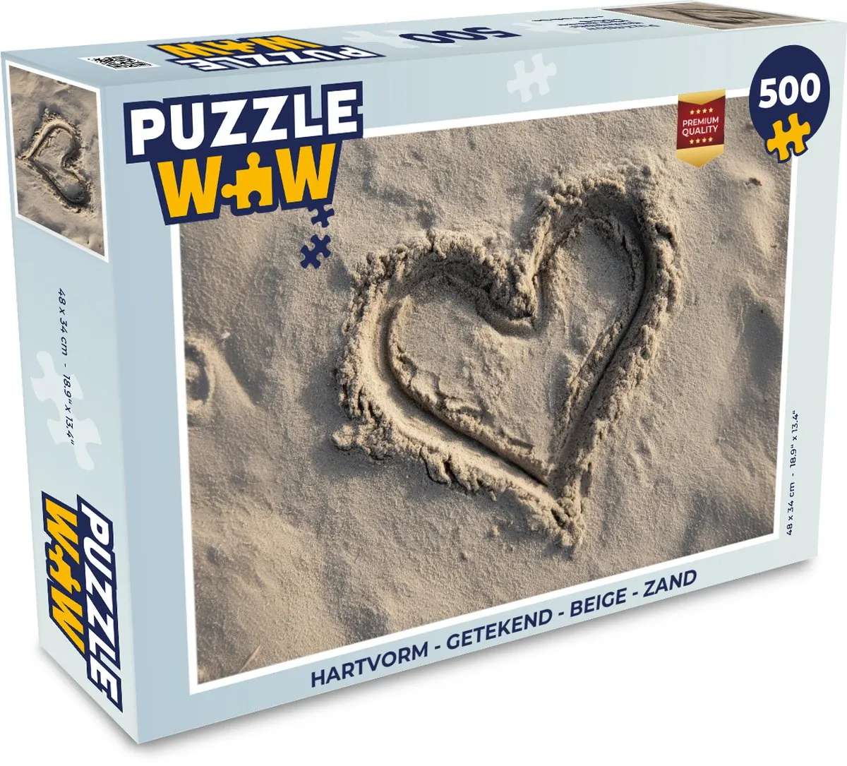 PuzzleWow Hartvorm Legpuzzel 500 Stuks - Beige