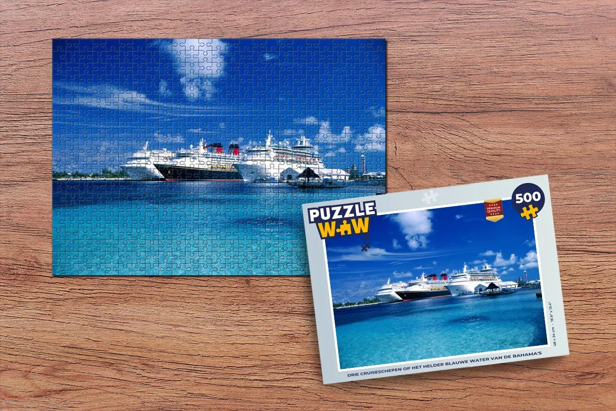 PuzzleWow Legpuzzel Drie Cruiseschepen Bahama's 500 Stuks - Multicolor