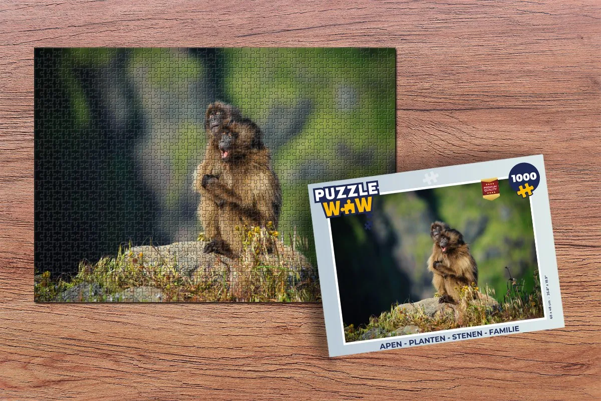 PuzzleWow Apen Familie Legpuzzel 1000 Stuks - Multicolor
