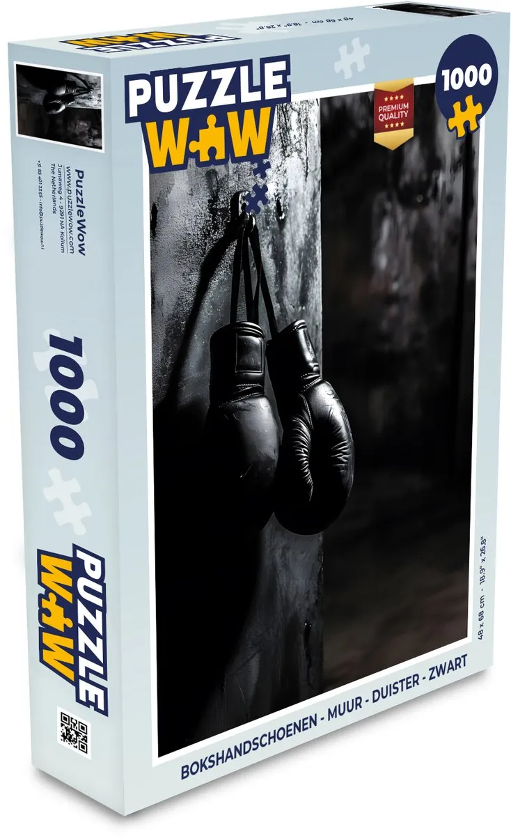 PuzzleWow Bokshandschoenen Muur Legpuzzel 1000 Stuks - Zwart