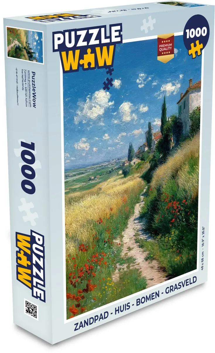 PuzzleWow Legpuzzel 1000 Stuks - Zandpad met Huis en Bomen