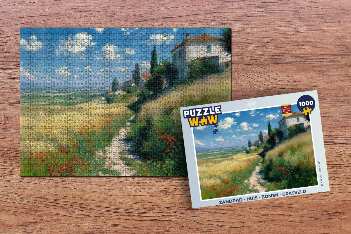 PuzzleWow Legpuzzel 1000 Stuks - Zandpad met Huis en Bomen