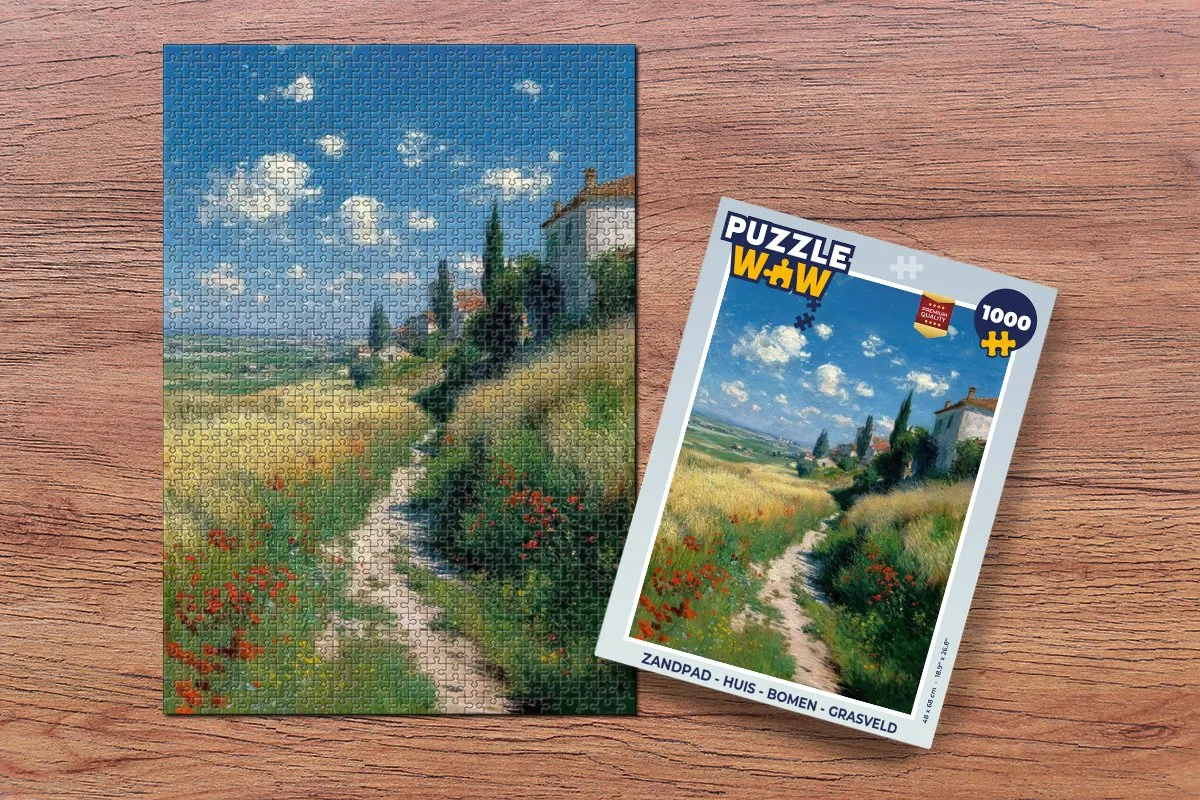 PuzzleWow Legpuzzel 1000 Stuks - Zandpad met Huis en Bomen