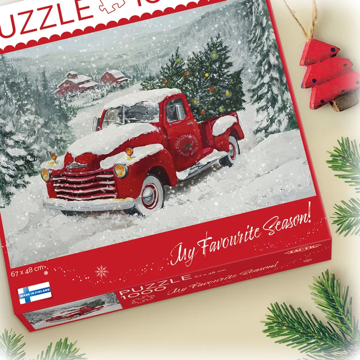 Tactic Puzzle 1000 Christmas Tree Truck - 1000 Stuks - Rood