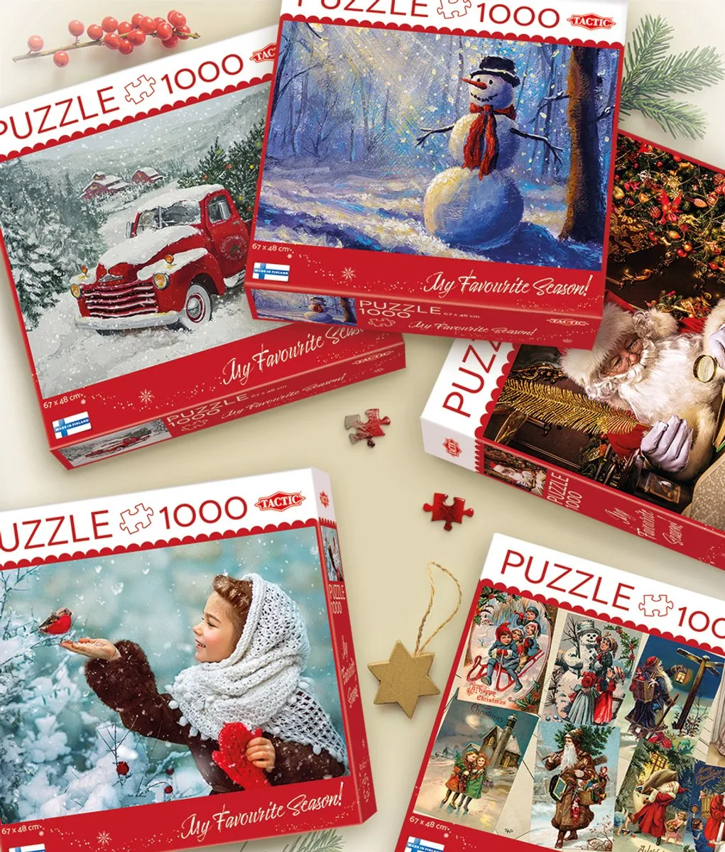 Tactic Puzzle 1000 Christmas Tree Truck - 1000 Stuks - Rood