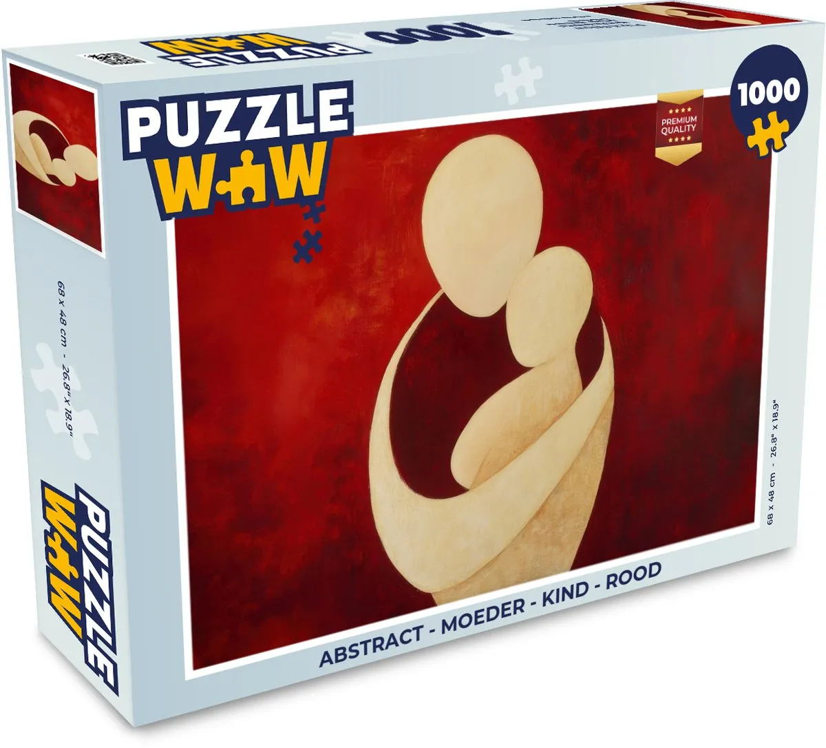 PuzzleWow Abstract Legpuzzel 1000 Stuks - Moeder & Kind - Rood