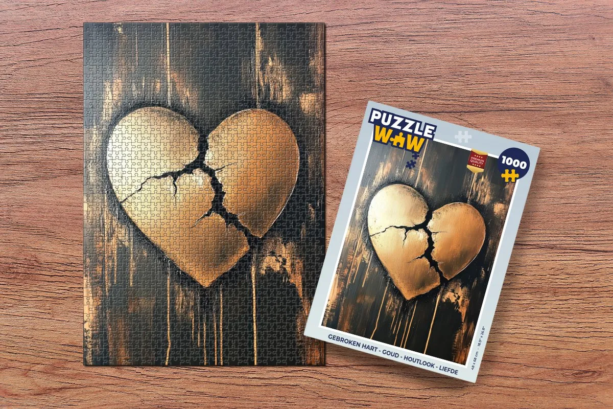 PuzzleWow Gebroken Hart Legpuzzel 1000 Stuks - Goud