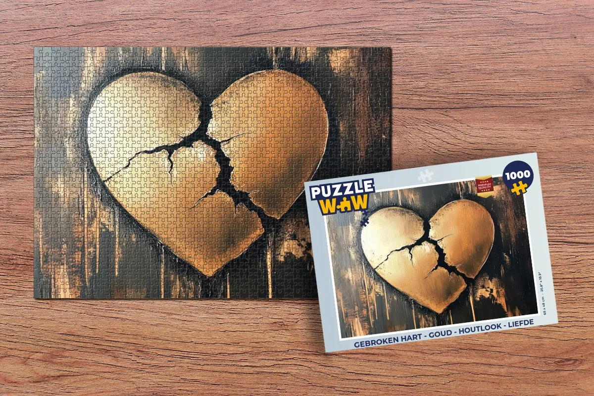 PuzzleWow Gebroken Hart Legpuzzel 1000 Stuks - Goud