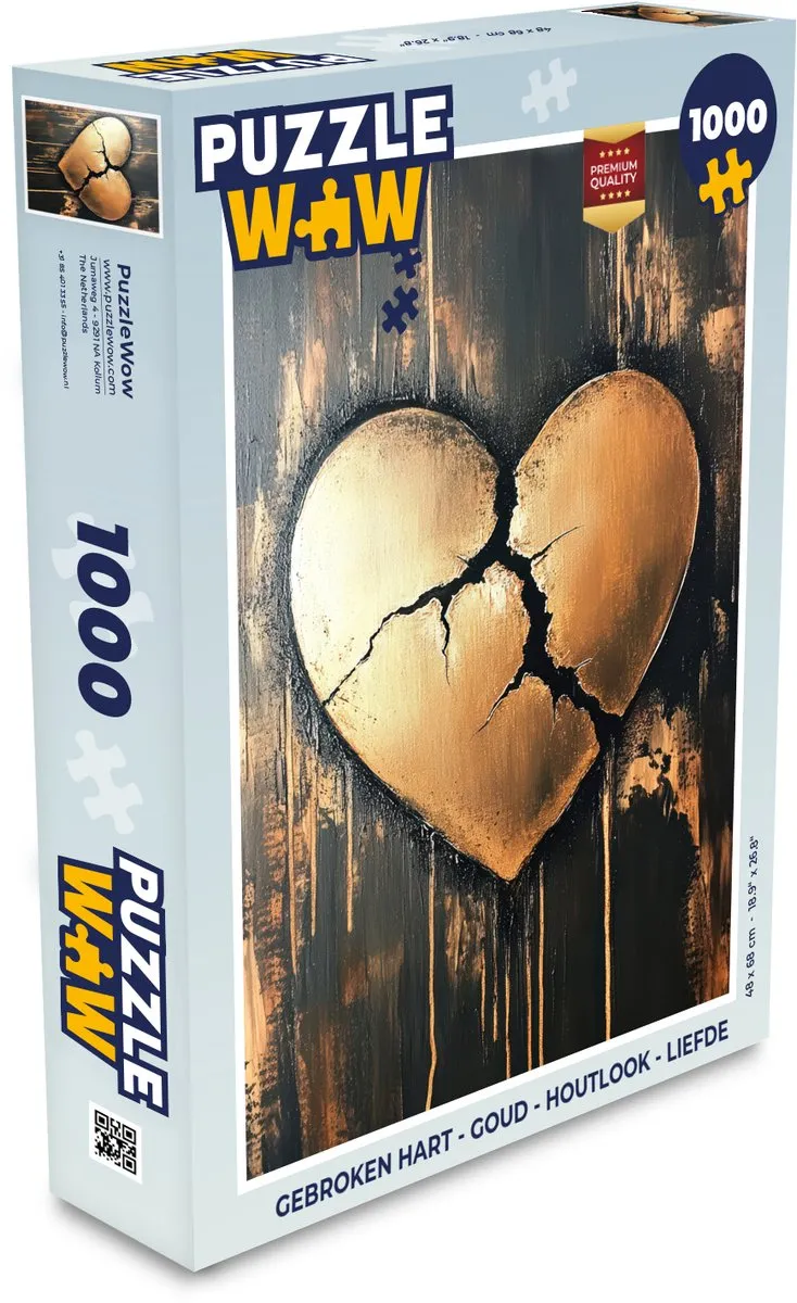 PuzzleWow Gebroken Hart Legpuzzel 1000 Stuks - Goud