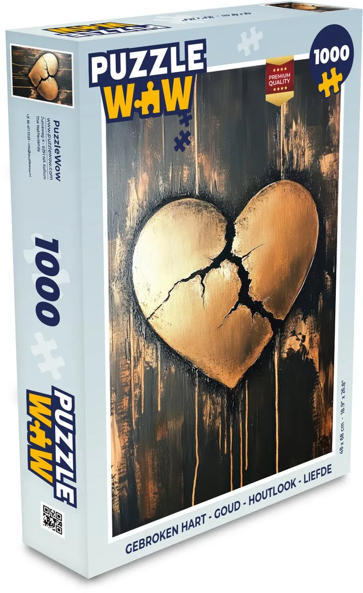 PuzzleWow Gebroken Hart Legpuzzel 1000 Stuks - Goud
