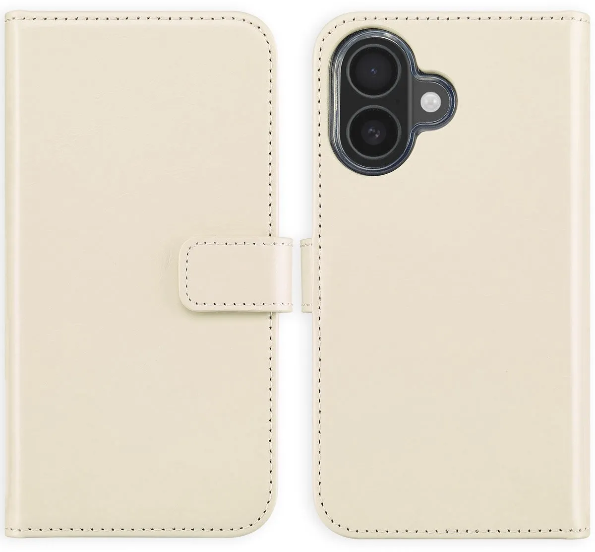 Selencia Hoesje iPhone 16 Echt Lederen Bookcase Greige