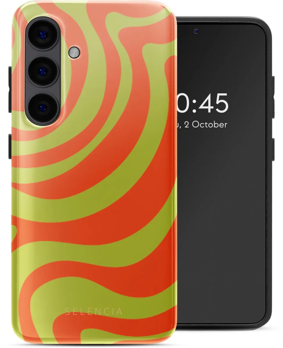Selencia Hoesje Samsung Galaxy S24 Wavy Swirl Orange Fern
