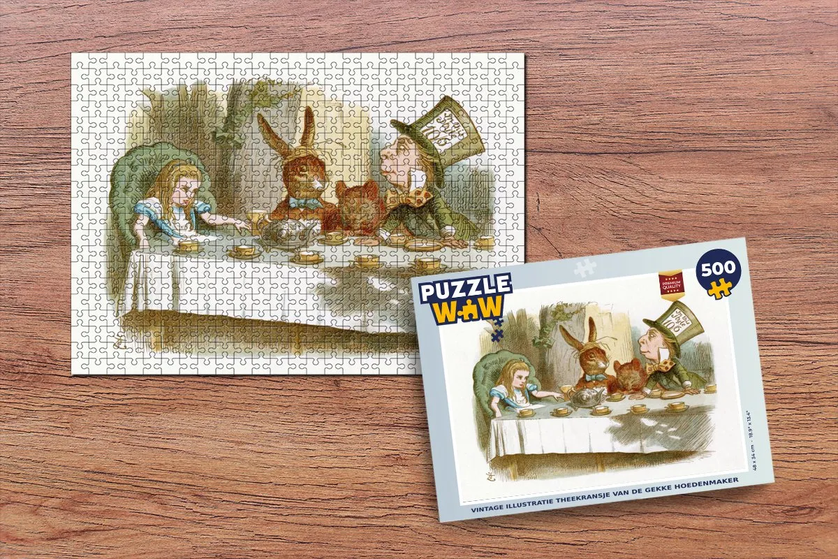 PuzzleWow Vintage Illustratie Theekransje Legpuzzel 500 Stuks - Multicolor