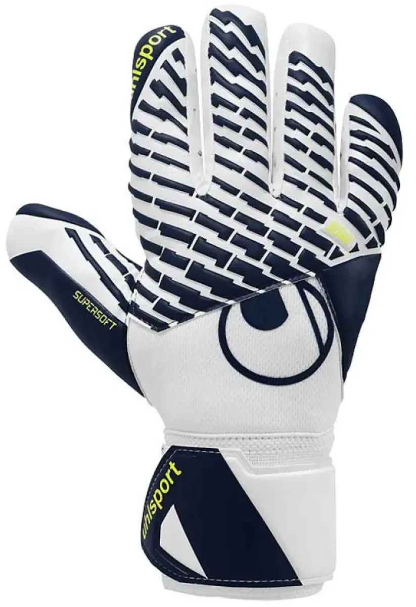 Uhlsport Fangmaschine Supersoft Hn Keepershandschoenen - Maat 10 - Wit/Marine/Fluogeel - afbeelding 6 van 6