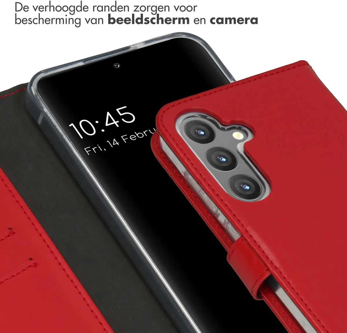 Selencia Hoesje Samsung Galaxy S24 Plus - Echt Lederen Bookcase Rood