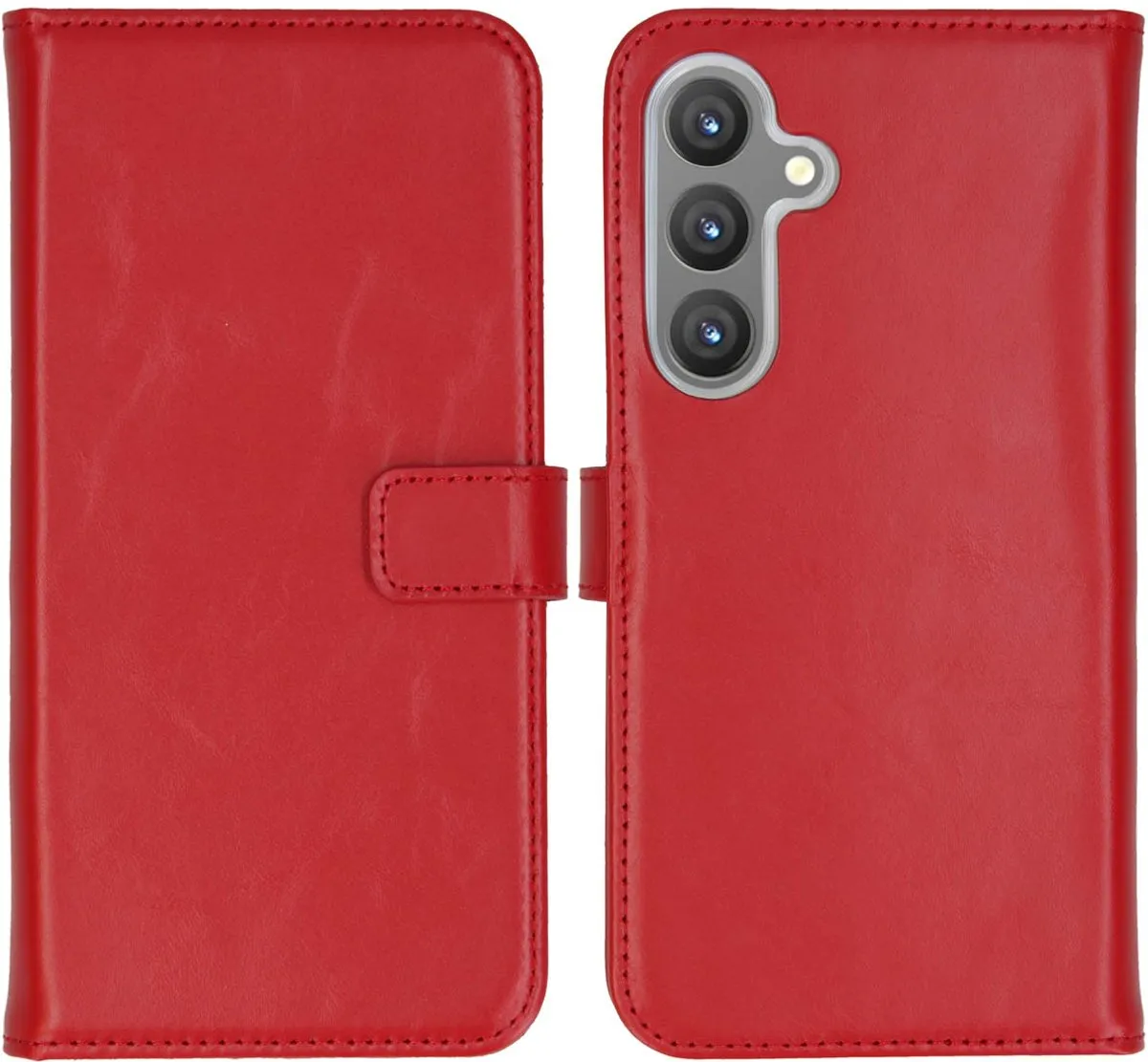 Selencia Hoesje Samsung Galaxy S24 Plus - Echt Lederen Bookcase Rood