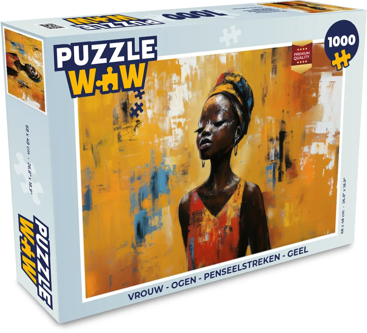PuzzleWow Vrouw - Ogen - Penseelstreken Legpuzzel 1000 Stuks - Geel