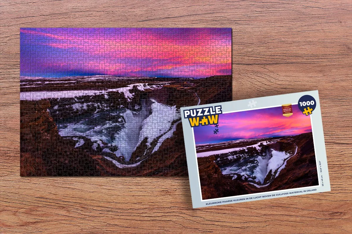 PuzzleWow Legpuzzel Gullfoss IJsland 1000 Stuks - Multicolor