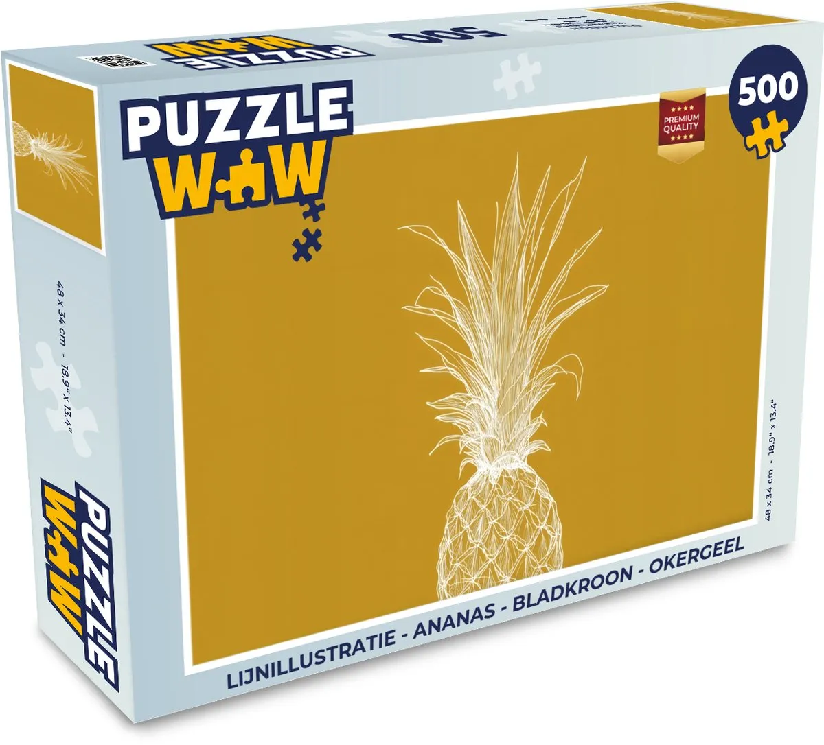 PuzzleWow Lijnillustratie Ananas Puzzel 500 Stuks