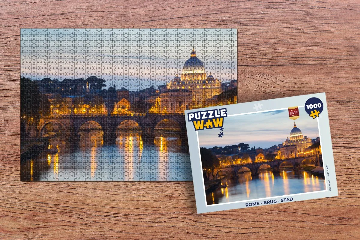 PuzzleWow Rome Brug Stad Legpuzzel 1000 Stuks - Multicolor