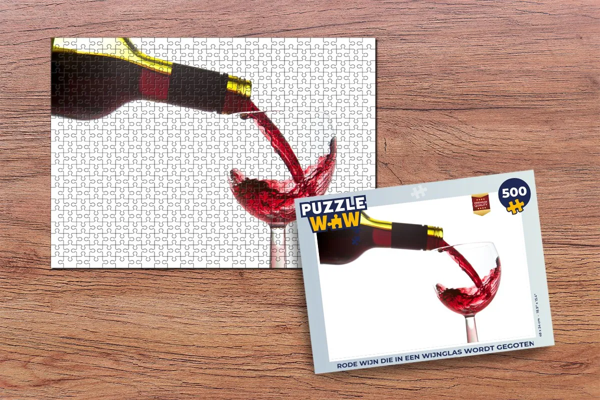PuzzleWow Legpuzzel Rode Wijn in Glas 500 Stuks - Multicolor