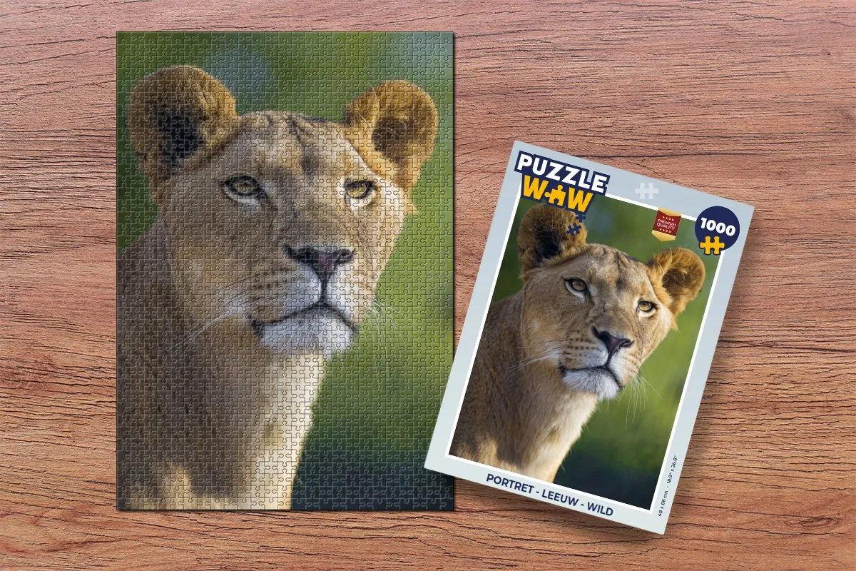 PuzzleWow Portret Leeuw Legpuzzel 1000 Stuks - Multicolor