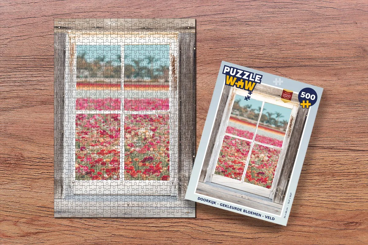 PuzzleWow Doorkijk Bloemen Legpuzzel 500 Stuks - Multicolor