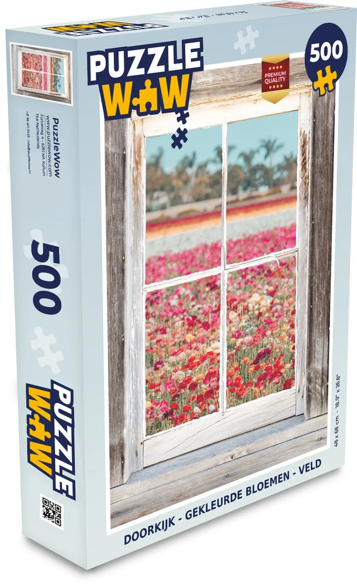 PuzzleWow Doorkijk Bloemen Legpuzzel 500 Stuks
